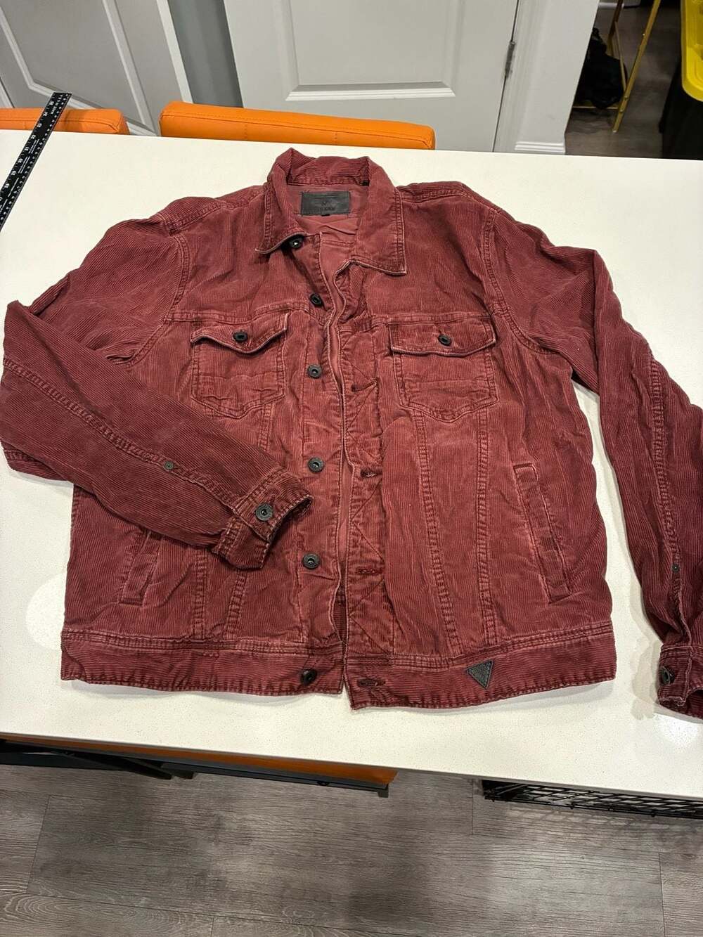 Guess Est. 1981 Los Angeles American Tradition Burgundy Corduroy Trucker Jacket